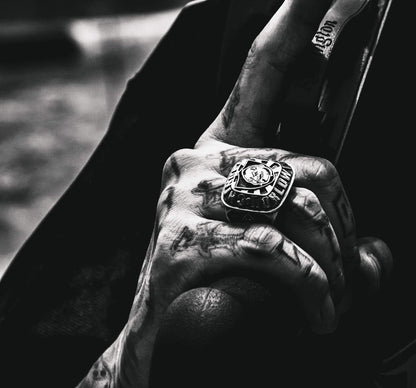 ChinoLoco 925 Solid Silver Heavy Biker Ring